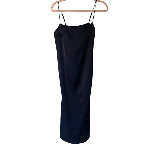 H&M Slip Style Dress Womens Size Small S Black Side Slits Sleeveless NWT New - Picture 1 of 8